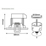 Foco Downlight LED Orientable Redondo Blanco Ø69mm 3w